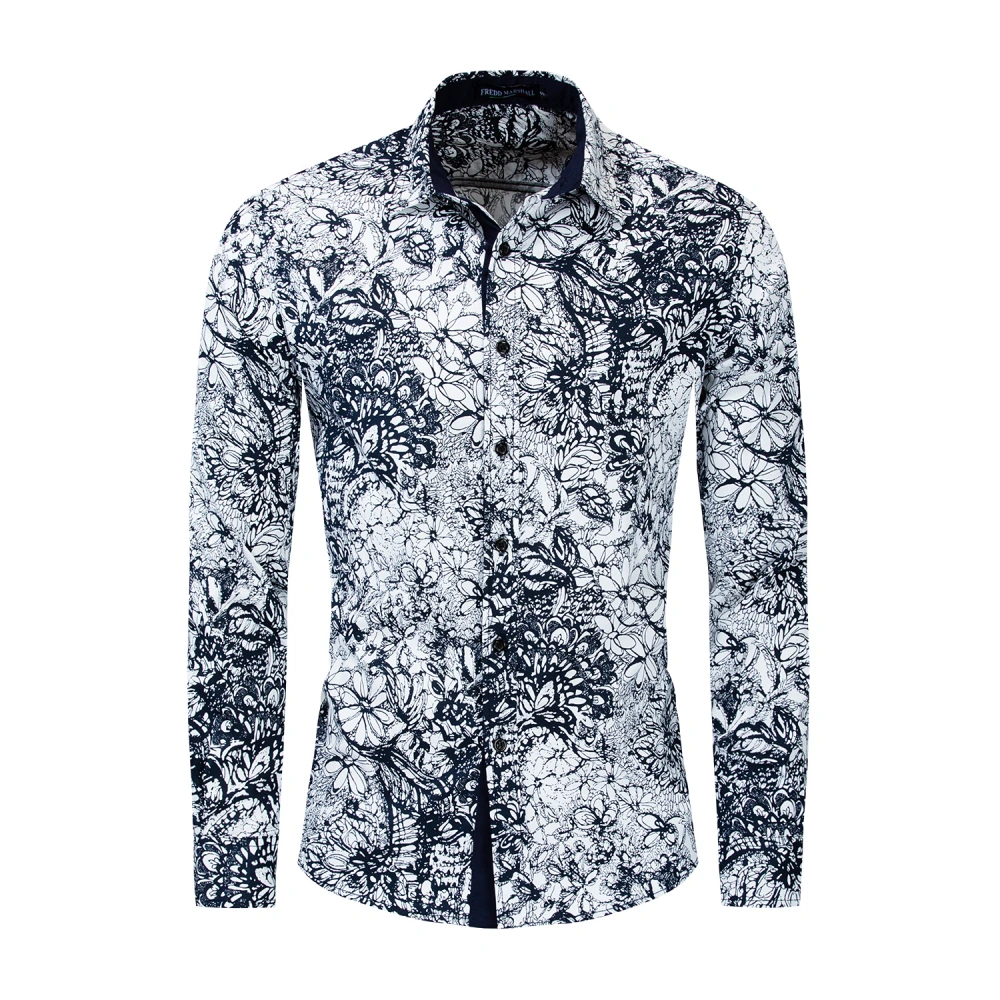 Long-sleeved Lapel Shirt Printed Shirt