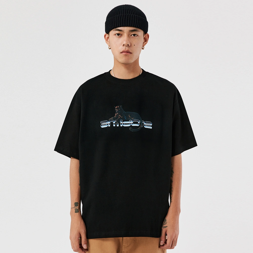 ANTIDOTESNAKELAB 21SS Cheetah Metal Font LOGO Print Short Sleeve Street Trend
