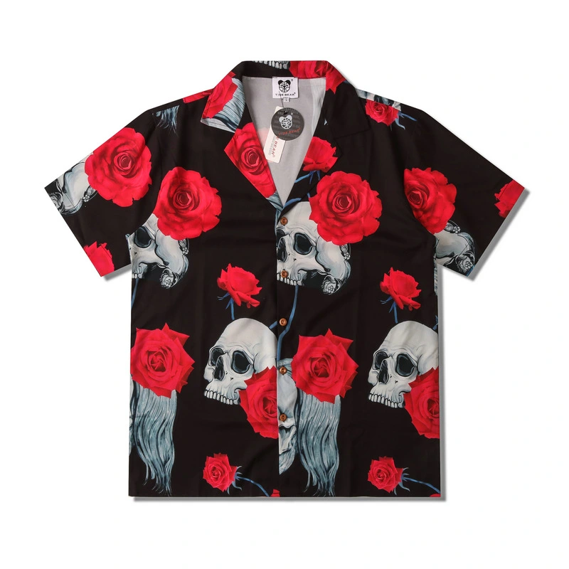 Polyester Casual Short-sleeved Loose Lapel Shirt