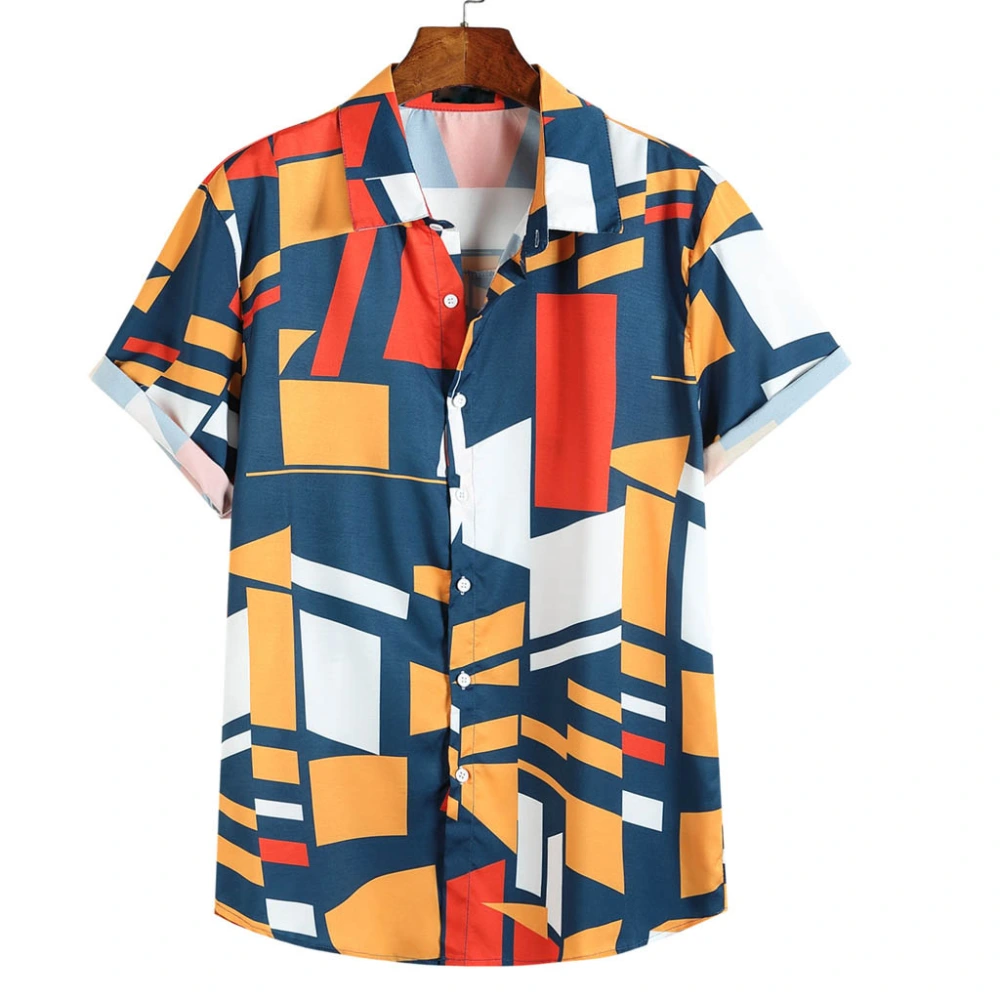 Men's Printed Short Sleeved Holiday Style Seaside Shirt Men's Large Size Loose Beach