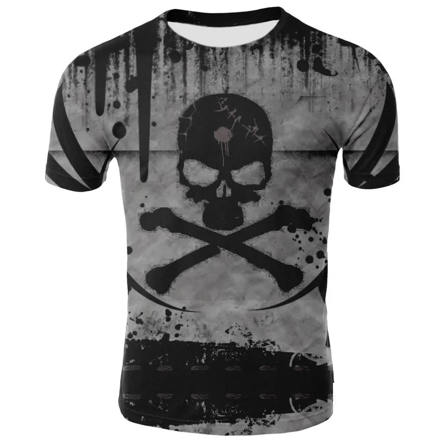 Printed Skull Demon T-Shirt Adult Fashion Casual Top Short Sleeve