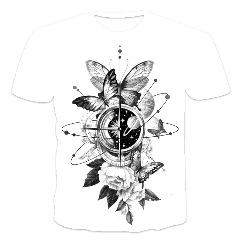 Fashionable Men's 3D Printing Compass T-shirt