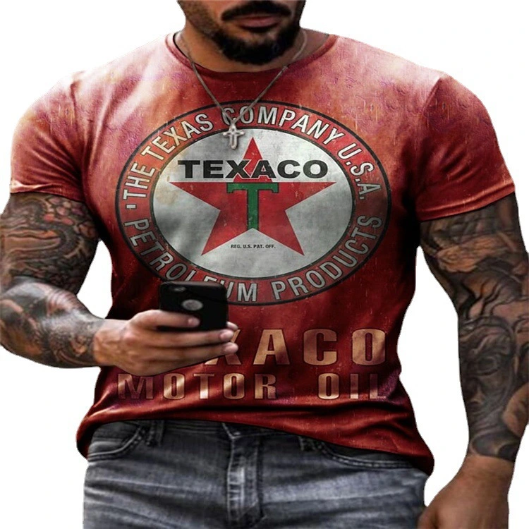 European And American Foreign Trade Fashion Men's Summer Round Neck Casual Five-pointed Star