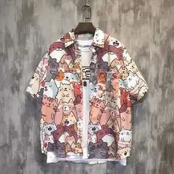 Hong Kong Style Half C Short-sleeved Floral Shirt