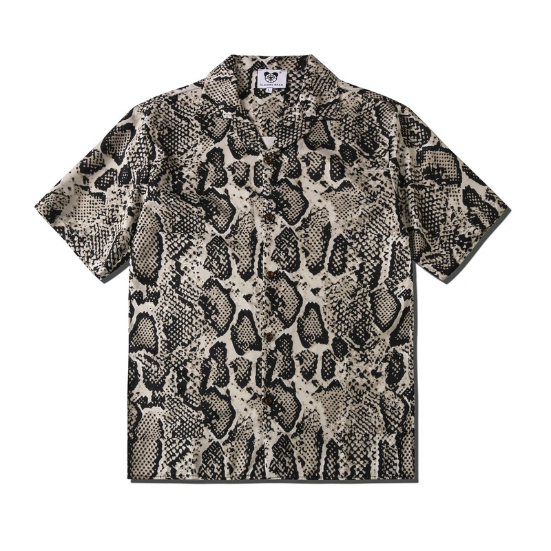 Street Creative Printing Leopard Print Loose Cardigan Short Sleeve Shirt For Men And Women