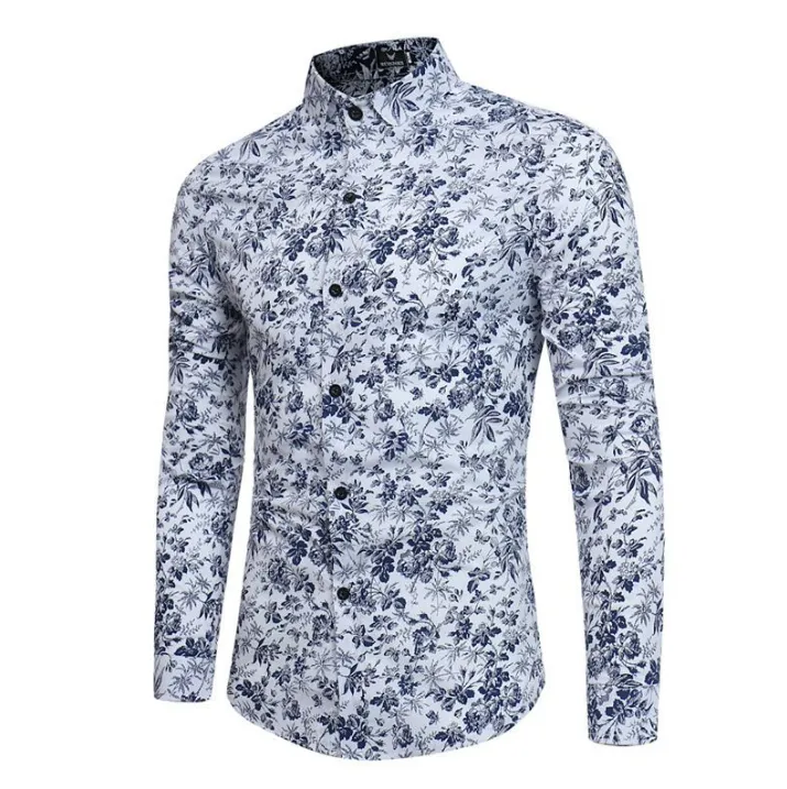 Casual Men's Long-sleeved Printed Bottoming Shirt