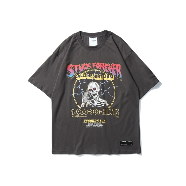 Skull print loose short sleeve T-shirt