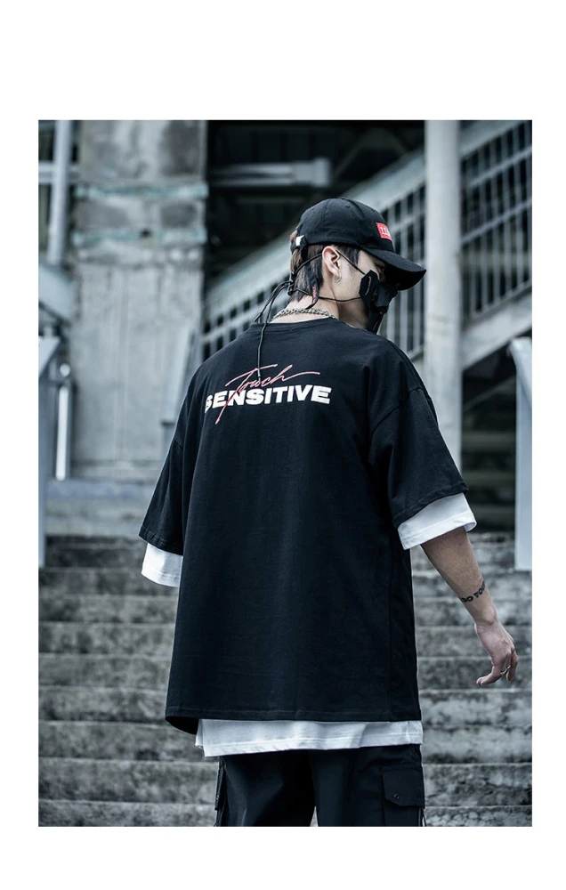 Printed short-sleeved men's hip-hop clothes