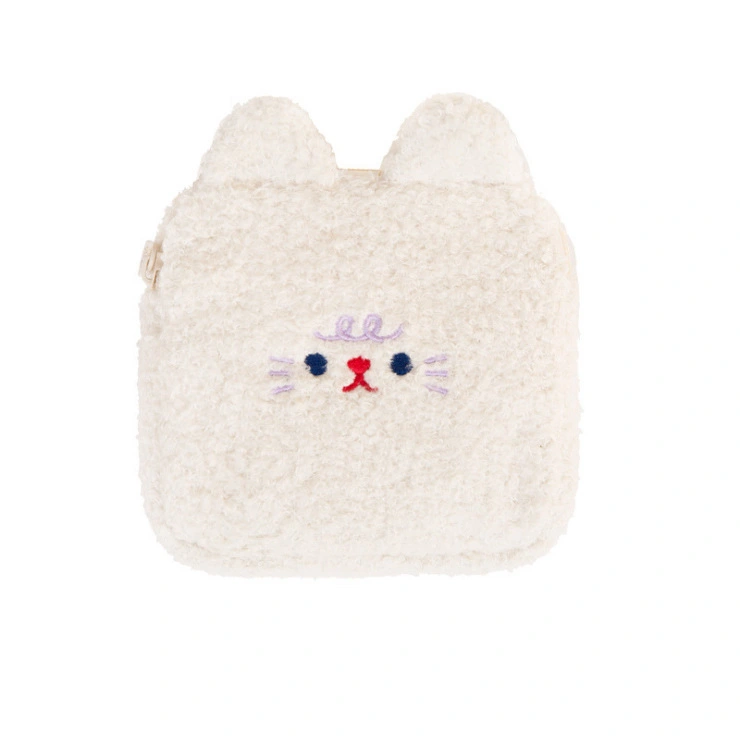 Large-capacity Sanitary Napkin Bag Plush Embroidery Menstrual Bag