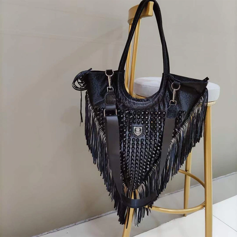 Shoulder Bag Personality Rivet Tassel Messenger Bag Triangle