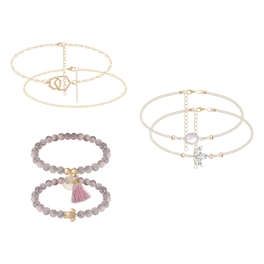 Personality turtle water drop gemstone 6-piece bracelet