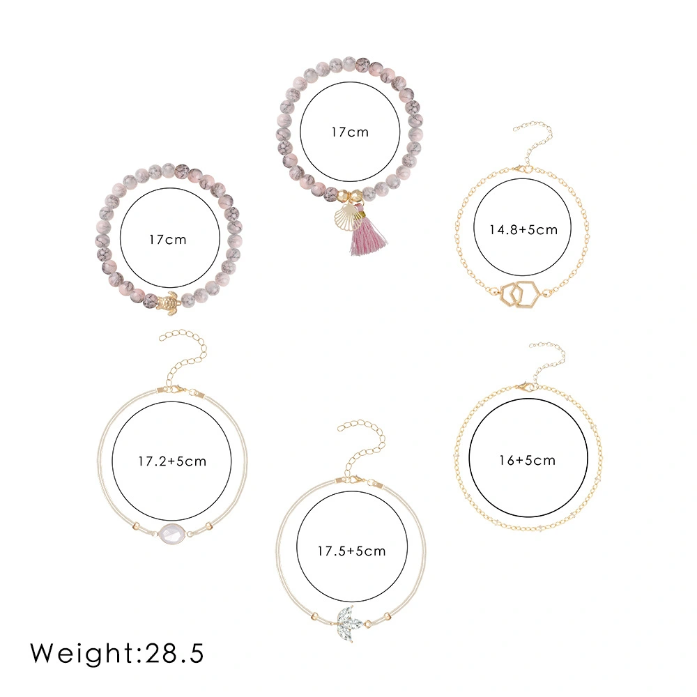 Personality turtle water drop gemstone 6-piece bracelet