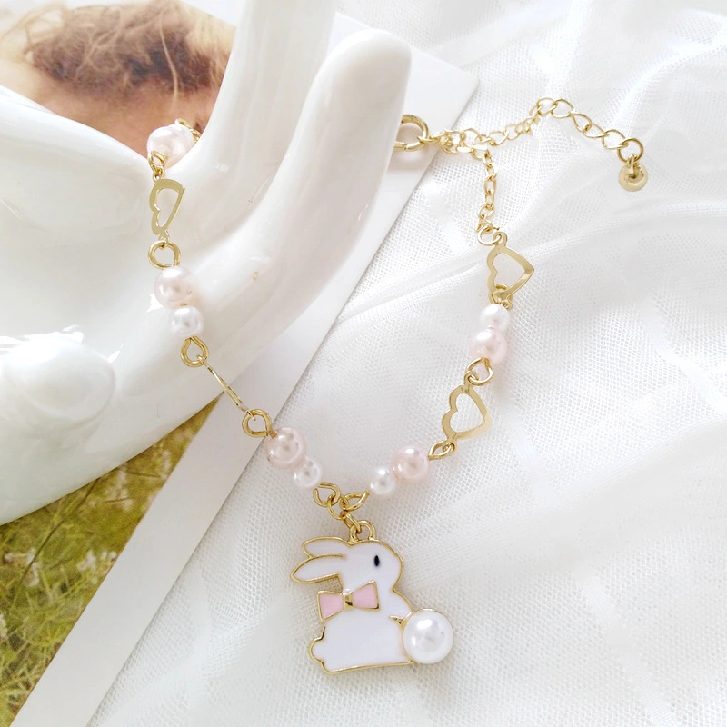 Sweet And Lovely White Rabbit Temperament Pearl Bracelet