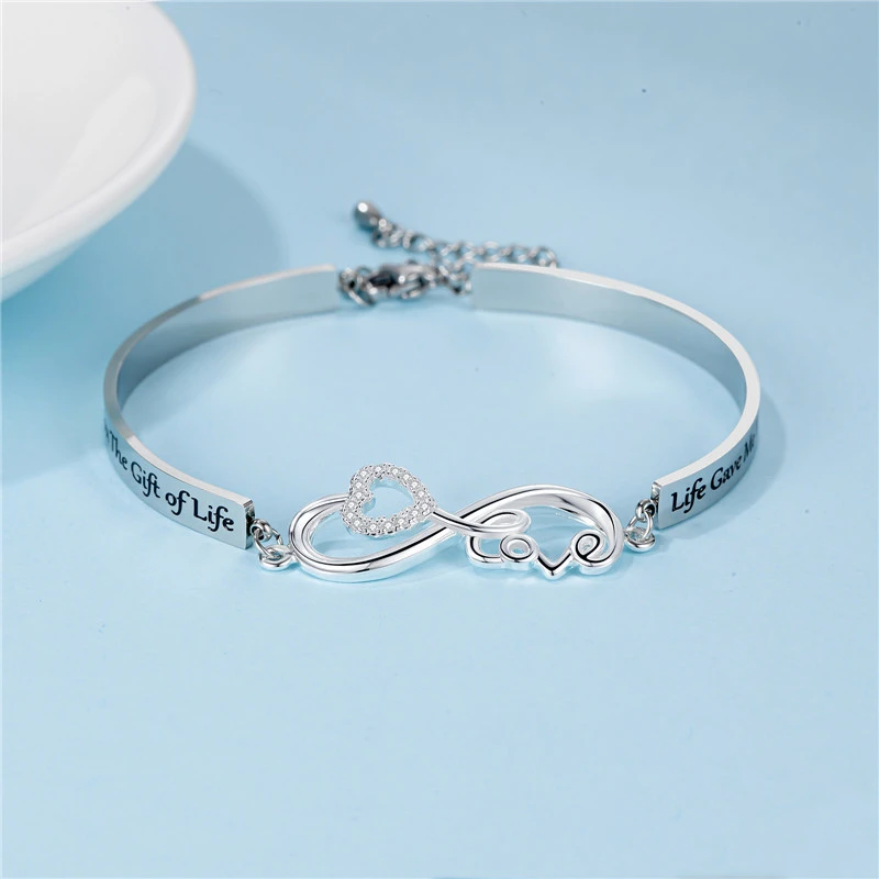 Creative diamond-studded love double curved piece bracelet