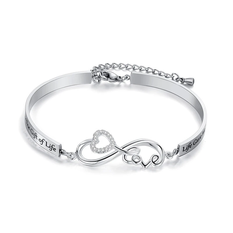 Creative diamond-studded love double curved piece bracelet