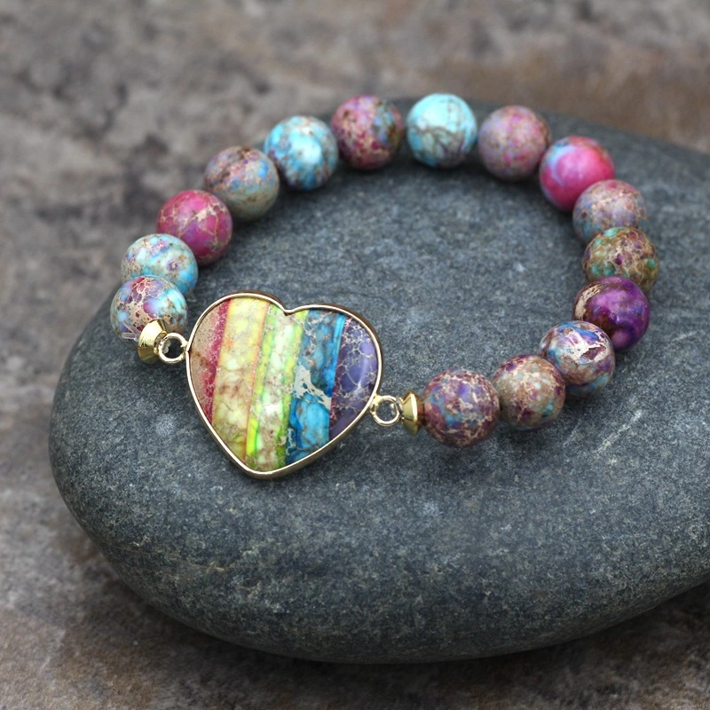 Heart-shaped bracelet 10mm blue