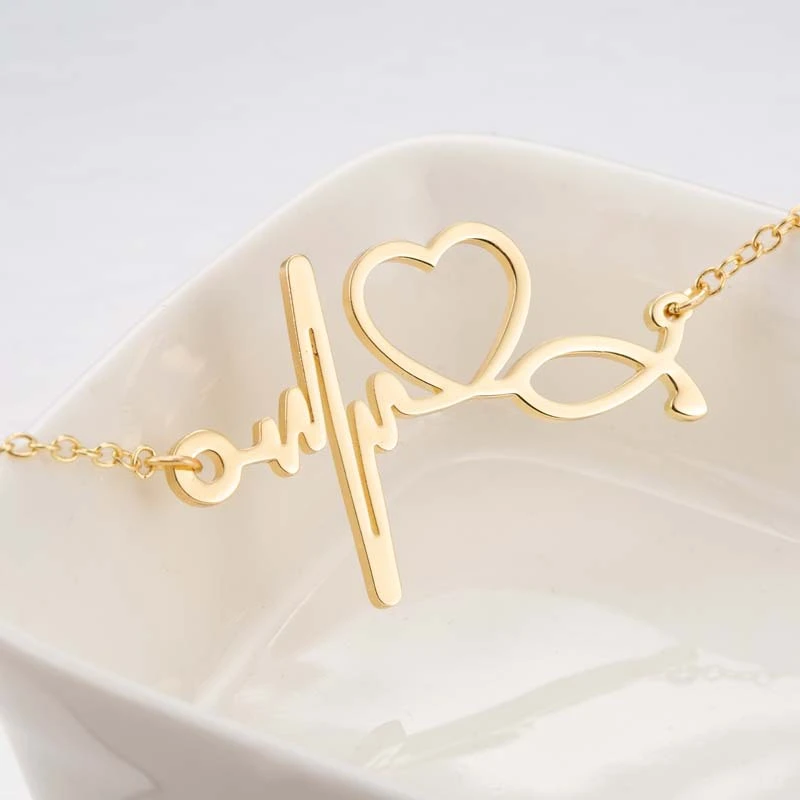 Stethoscope Heart-Shaped Stainless Steel Ecg Hand Ornament