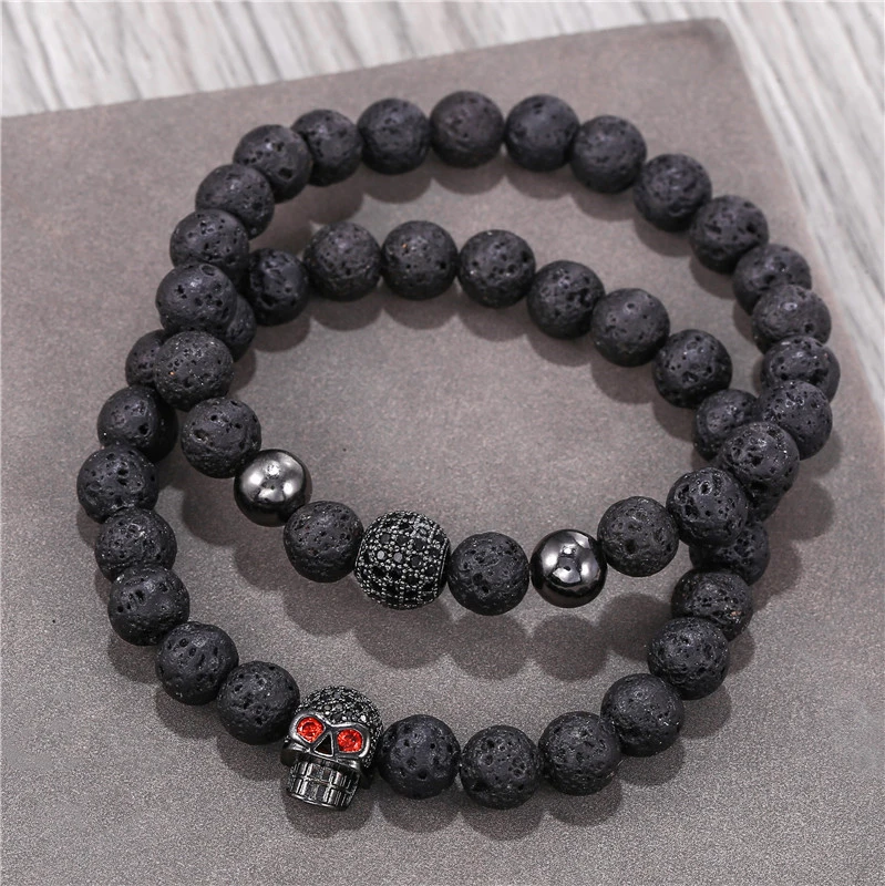 Microzircon Diamond Ball Skull Set Bracelet