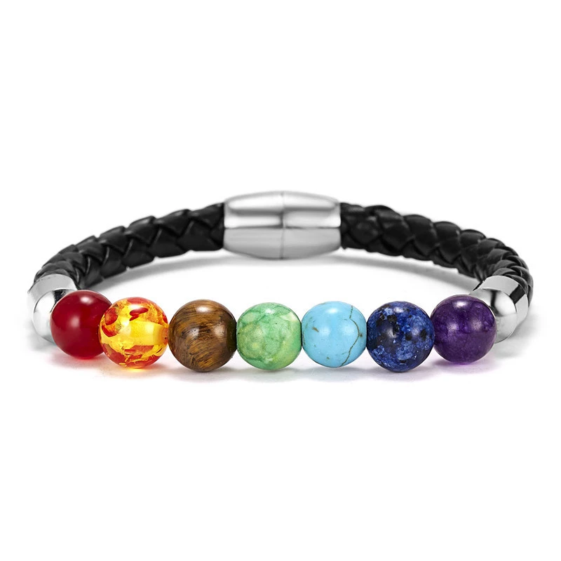 Seven Chakra Bracelet Natural Stone Magnetic Buckle Beaded