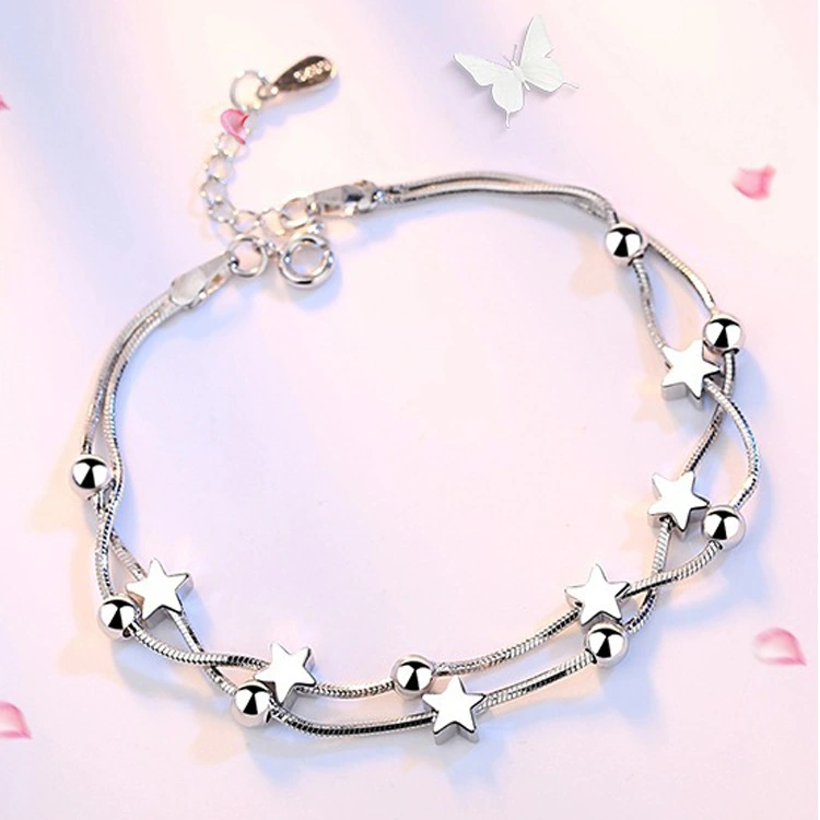 Five-pointed star square round bead bracelet