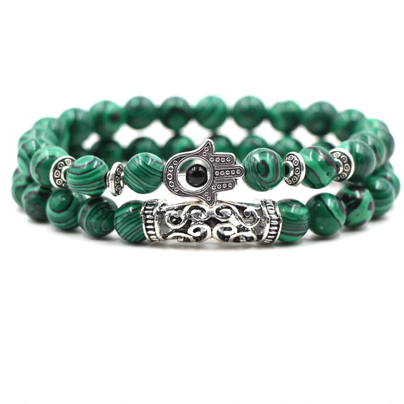 Fashion Simple Natural Malachite Owl Bracelet