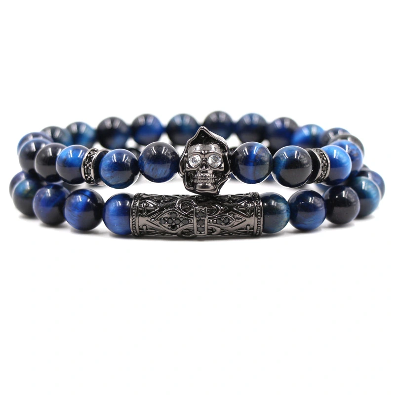 Micro-inlaid Zircon Elbow Mask Natural Blue Tiger Eye Elastic Bracelet