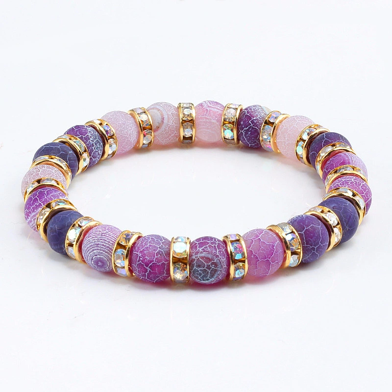 Purple Weathered Gold And Silver Rhinestone Circle Bracelet