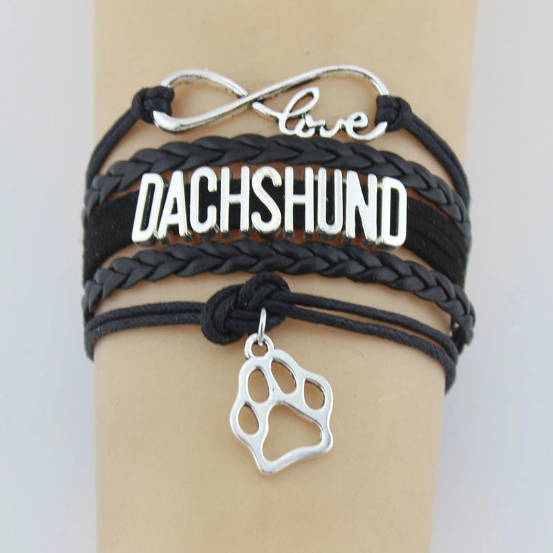 Hand-woven Dachshund Animal Paw Charm Bracelet