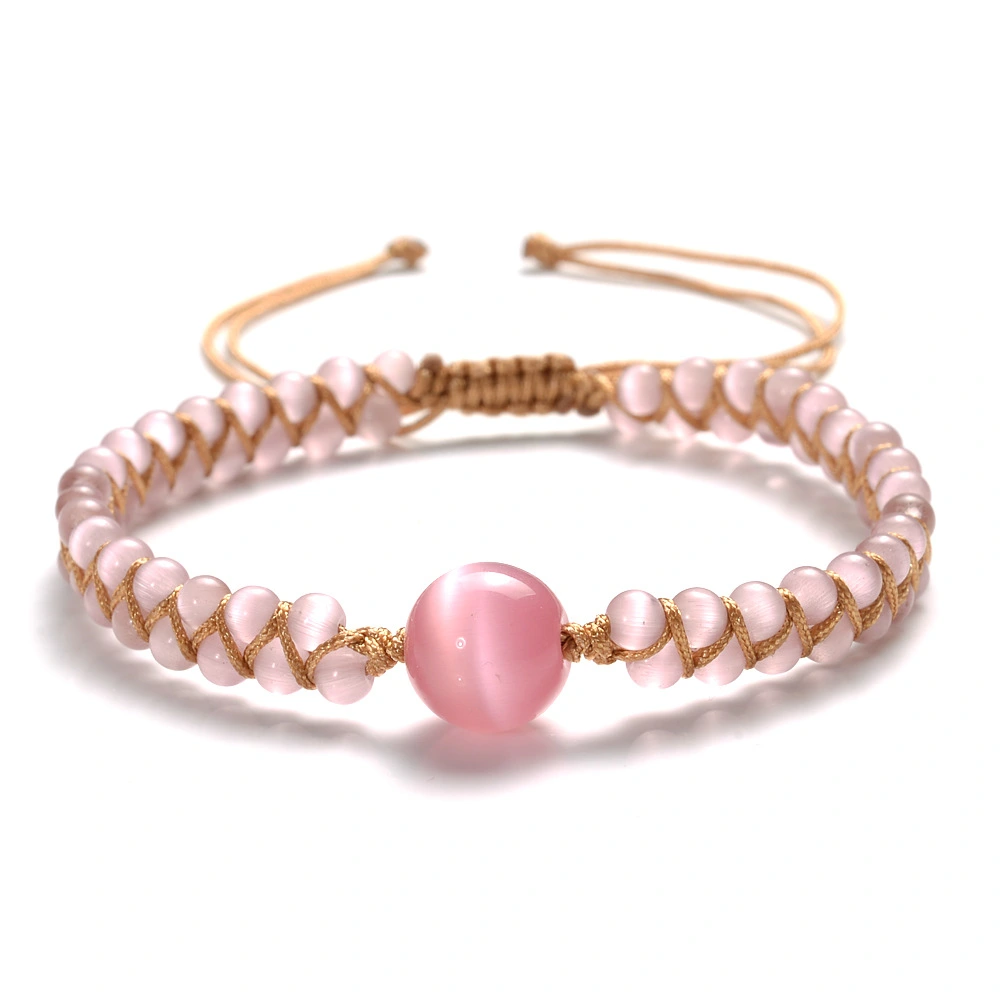 Ladies White Opal Double Braided Bracelet