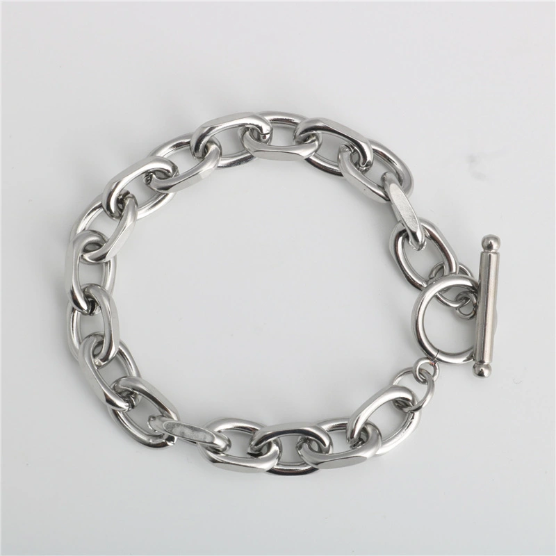 Flat Angle One Word Clasp Bracelet Chain Titanium Steel Stainless Steel