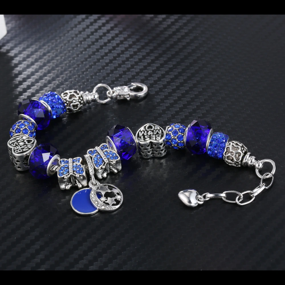 Panjia Style Sapphire Crystal Large Hole Beaded Bracelet