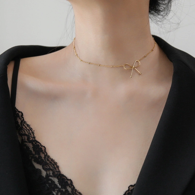 Bowknot Necklace Necklace Clavicle Chain Female Niche Minimalist Unfading Valentine's Day