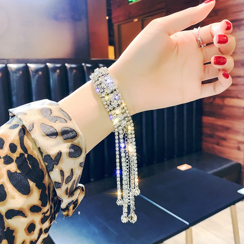 European And American Shiny Rhinestone Bracelets Simple And Versatile Trendy Hand Jewelry