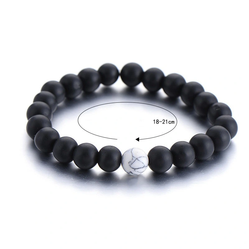 8Mm Natural Black Agate Attraction Magnet White Turquoise Gravity Couple Bracelet