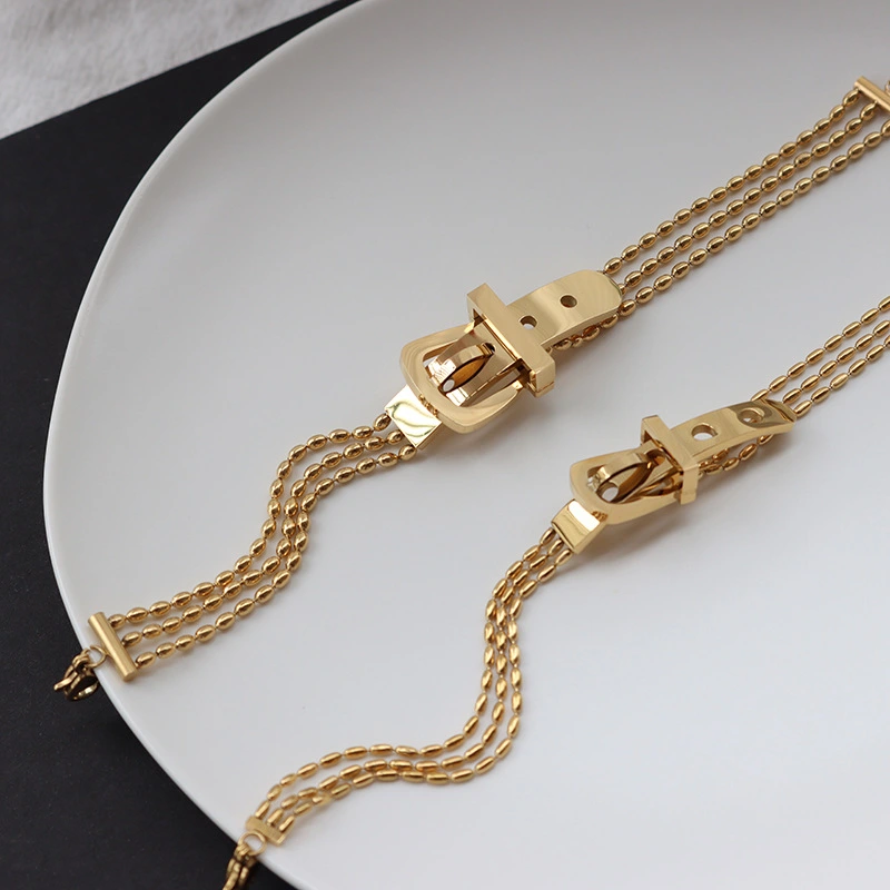 Fashion Belt Buckle Three-layer Chain