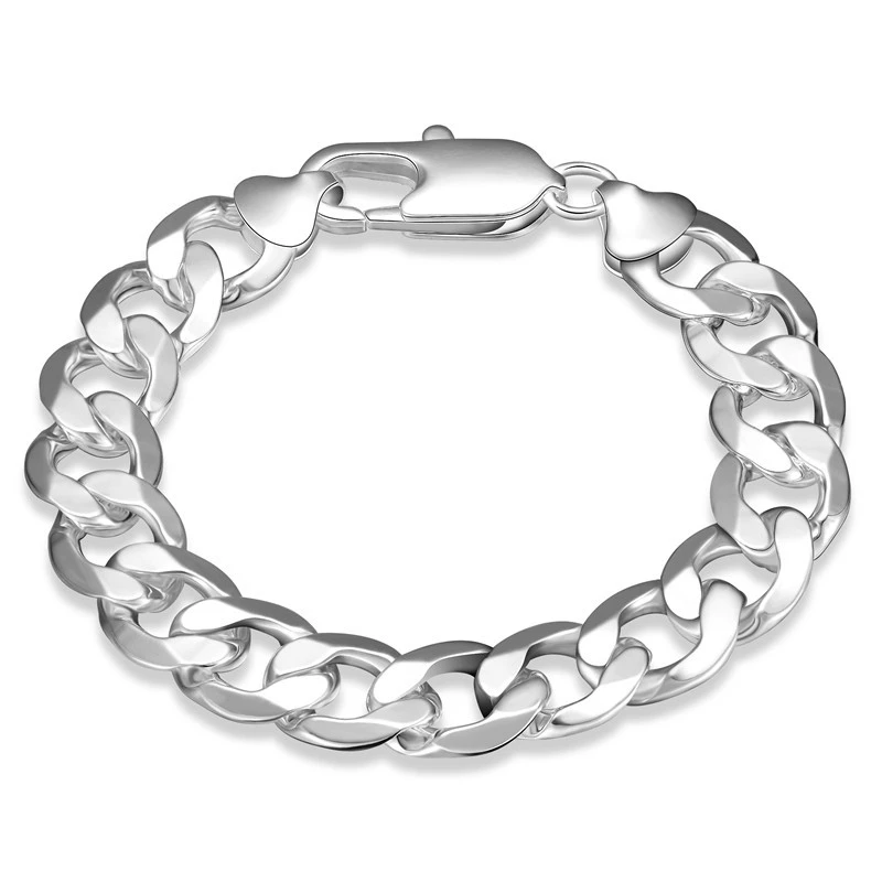 European And American Men's Silver Chain Bracelet