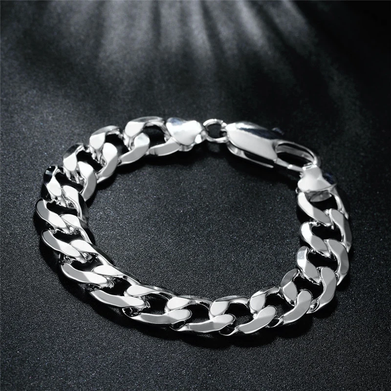 European And American Men's Silver Chain Bracelet