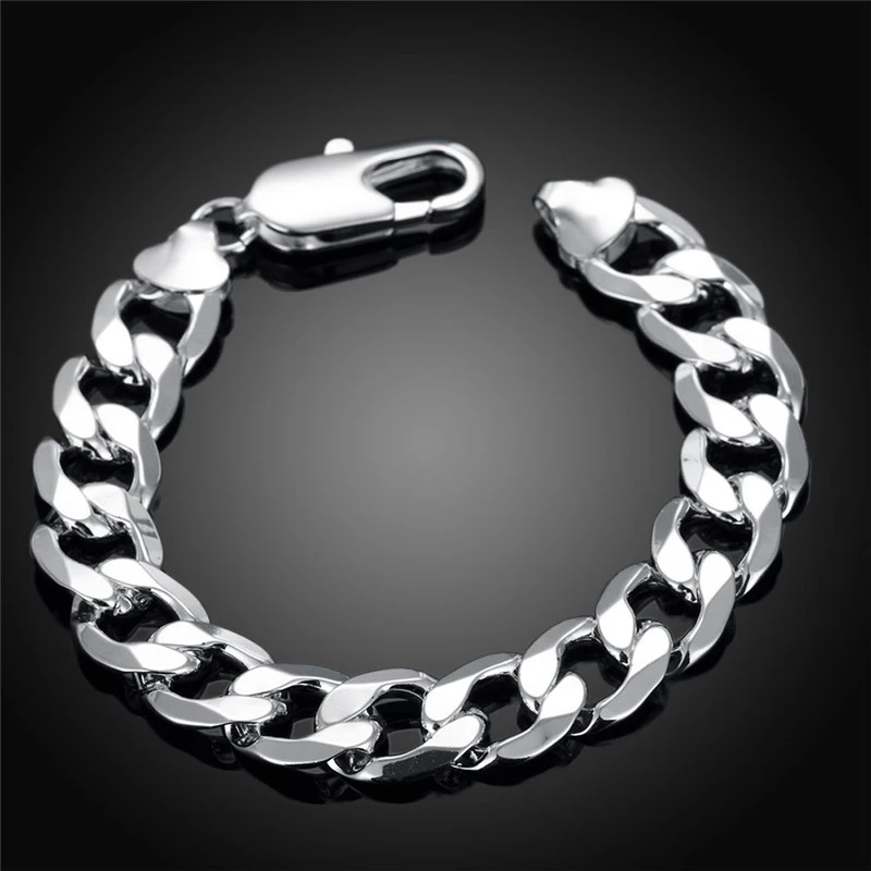 European And American Men's Silver Chain Bracelet