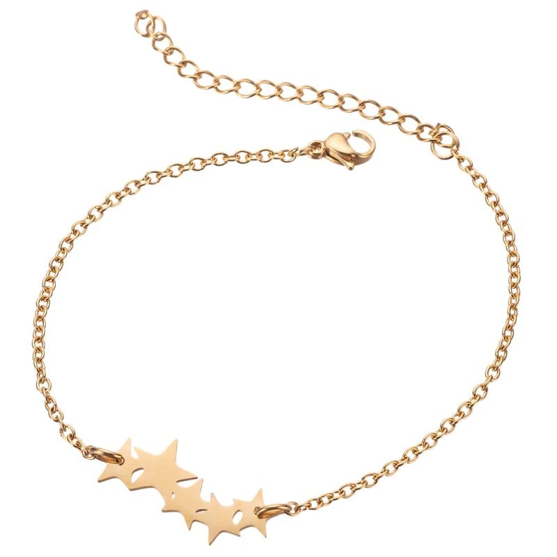 Cross-Border European And American Style Five-Pointed Star Star Bracelet Ladies Stainless Steel Hand Jewelry Wholesale Spot Direct Supply