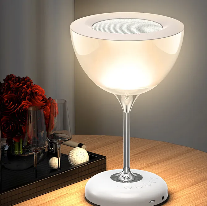 Creative Wine Glass LED Lamp RGB Colorful Night Light Home Decor Table Lamp Portable Atmosphere Light Bluetooth Music Speaker
