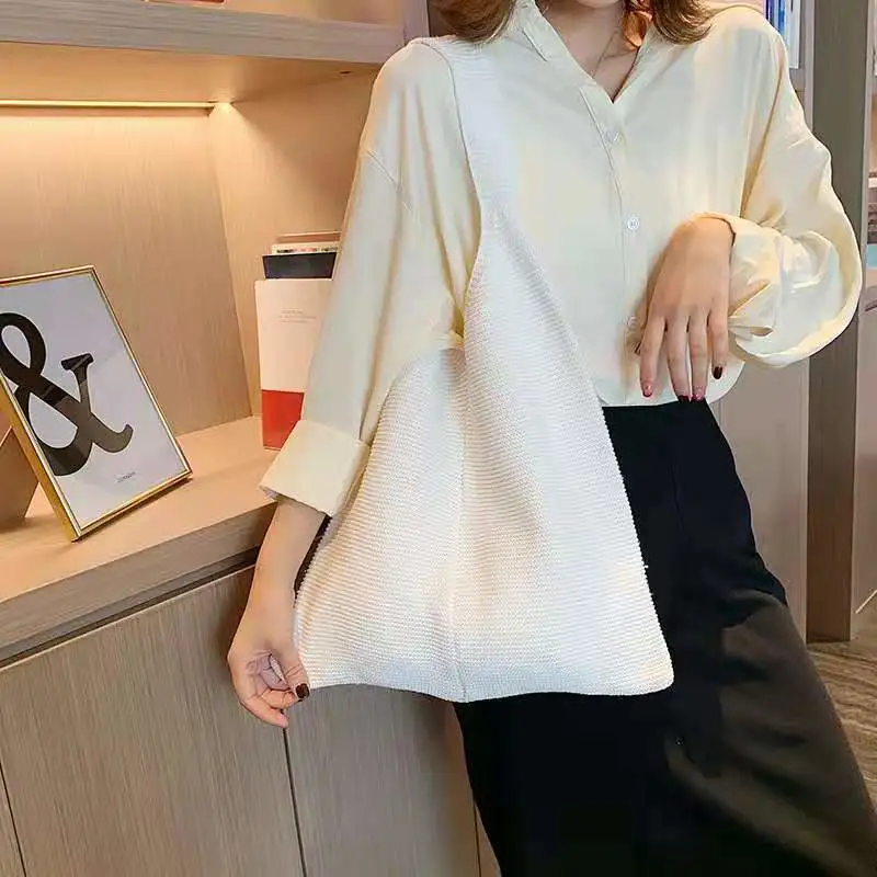 Fashion Retro Wool Knitted Bag Portable Knitted Bag