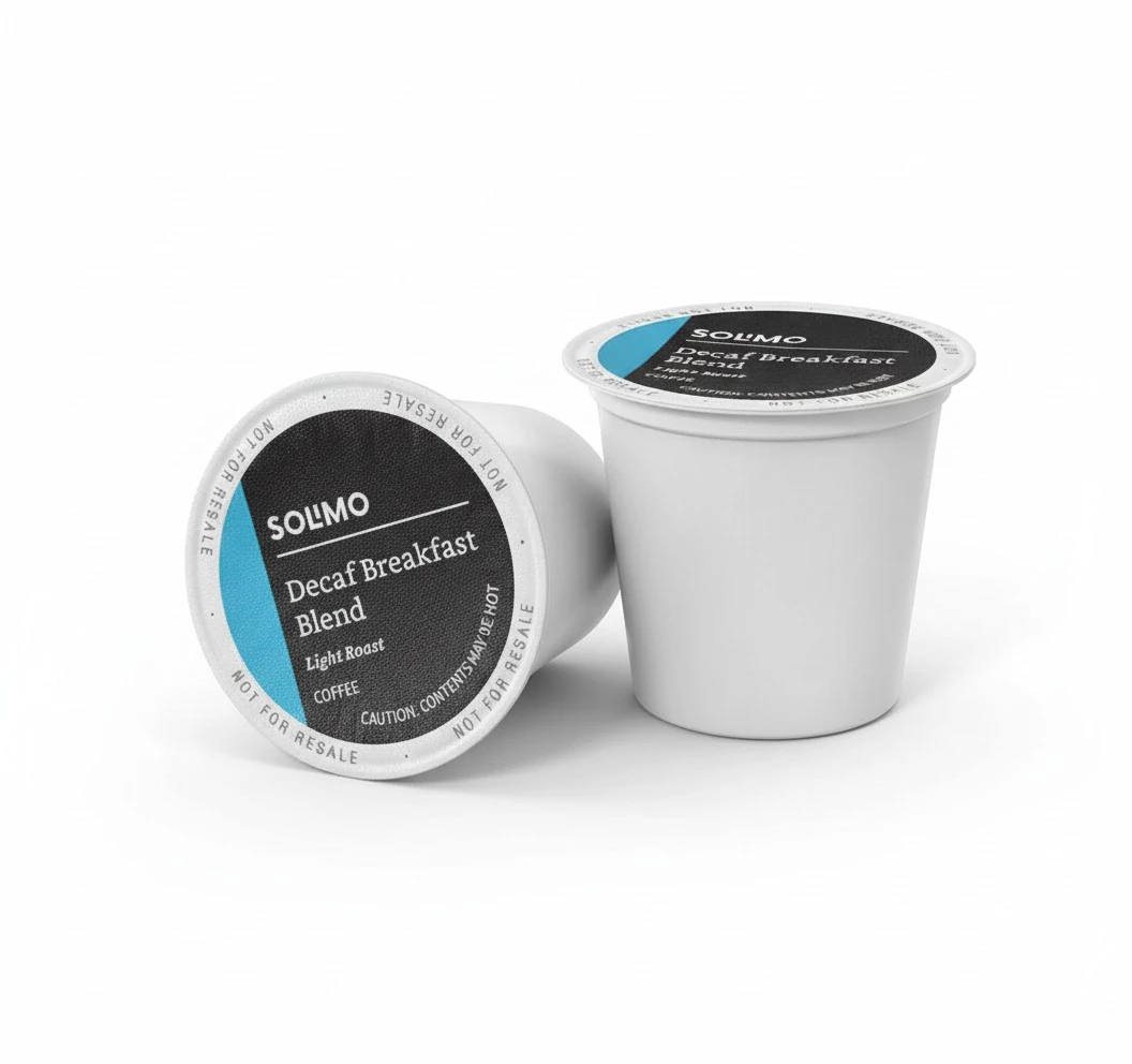 Amazon Brand - Solimo Decaf Light Roast Coffee Pods, Breakfast Blend, Compatible with Keurig 2.0 K-Cup Brewers, 100 Count
