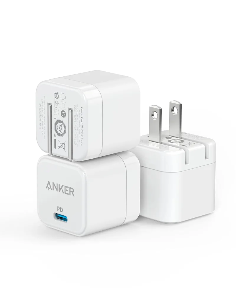 Anker USB C Charger with Foldable Plug, 20W USB C Charger Block for iPhone 16 / 15 and More Series, Galaxy, Pixel, iPad (Cable Not Included, 3 Pack)