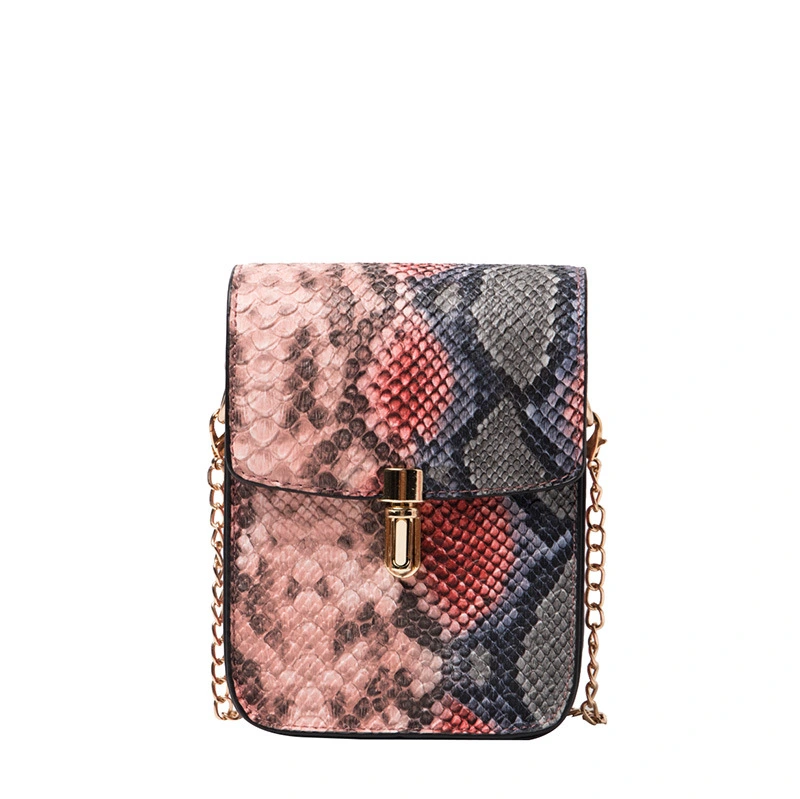 Snakeskin locked one-shoulder bag for women