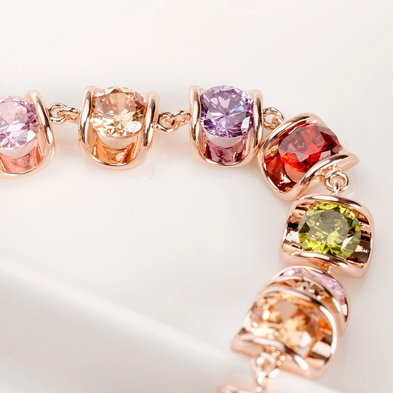 Jinse Rainbow Bracelet Between Copper Inlaid 3A Zircon Color Bracelet