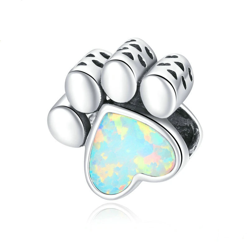 Cute Dog Paw Beads Cute Animal Paw Print Opal DIY Charm