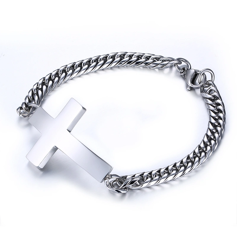 Titanium Steel Personality Cross Bracelet Stainless Steel Men'S Bracelet Korean Jewelry