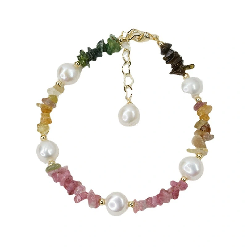 Tourmaline Aquamarine Bracelet Female Personality Gravel Pearl Bracelet