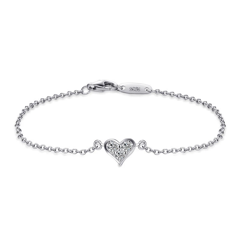 S925 Sterling Silver Exquisite Heart-Shaped Bracelet