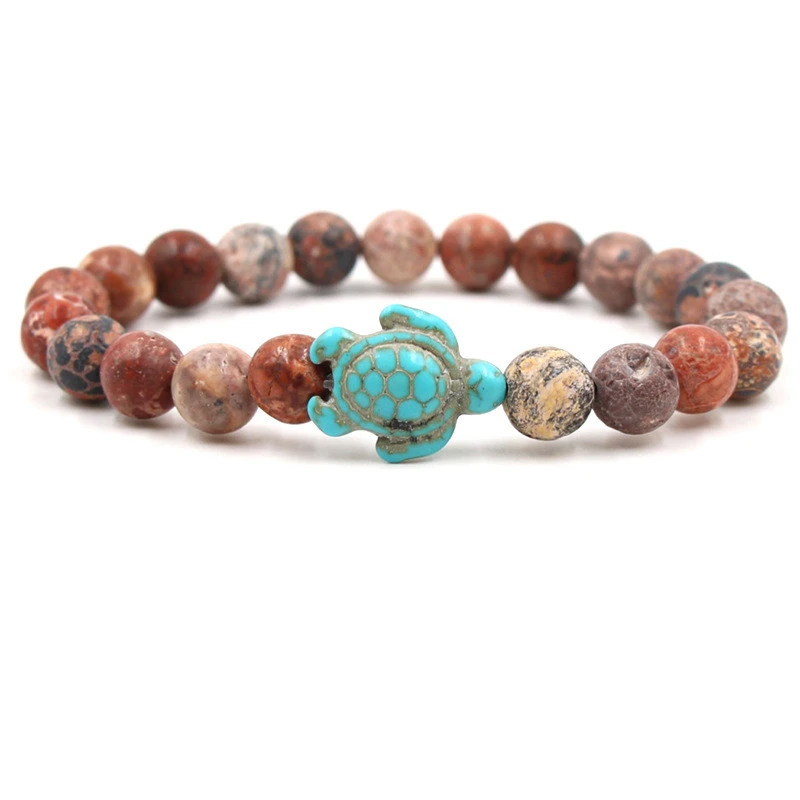 Volcanic Stone White Turquoise Variety Of Natural Stone Men's And Women's Elastic Bracelets